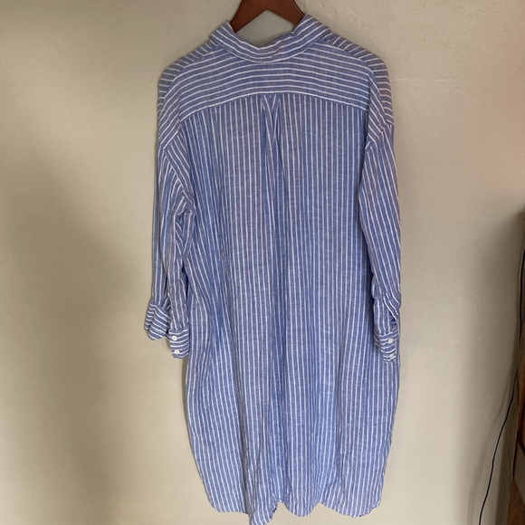 Zara Oversized Striped Linen Shirt Dress, Blue/White, XS, 100% Linen - Picture 4 of 5